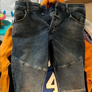 H&M Blue Skinny Jeans with Modern Moto Details